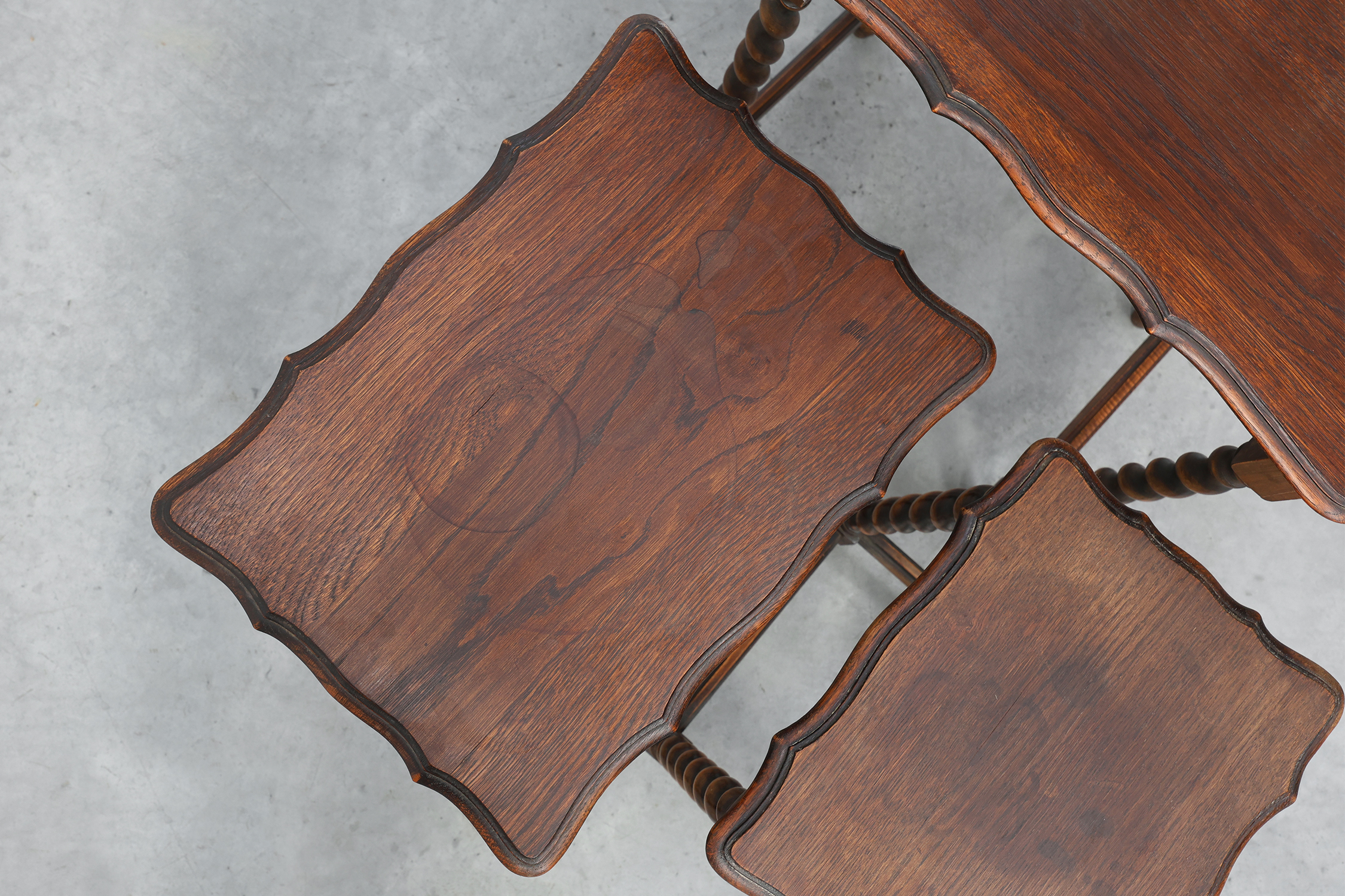 Set of Three Oak Barley Twist Nesting Tables, England, circa 1900thumbnail